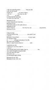 English Worksheet: FILL THE BLANK LYRICS 