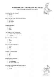 English Worksheet: Alice in wonderland listening activity