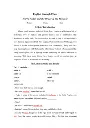 English Worksheet: Harry Potter and the Order of the Phoenix