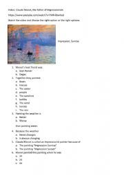 IMPRESSIONISM - VIDEO COMPREHENSION ACTIVITY