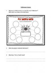 English Worksheet: Halloween lesson