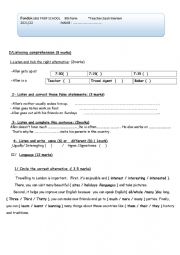 English Worksheet: mid term 8th form n 1