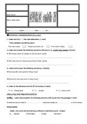 English Worksheet: Mid term test1 8th form