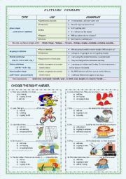 English Worksheet: FUTURE FORMS : SIMPLE / CONTINUOUS / PERFECT .....