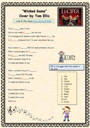 English Worksheet: LIstening - Wicked Game by Tom Ellis (Lucifer TV show)