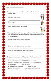 English Worksheet: RECIPROCAL PRONOUNS, NOUN PHRASE, TOBE