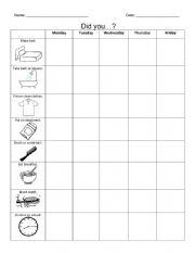 English Worksheet: Hygiene checklist