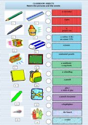 English Worksheet: Classroom objects