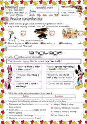 English Worksheet: Remedial work 8th form