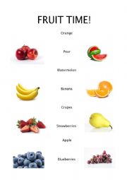 English Worksheet: Fruit time