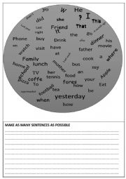 English Worksheet: simple past : making sentences