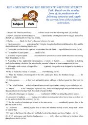 English Worksheet: Subject-Verb Agreement