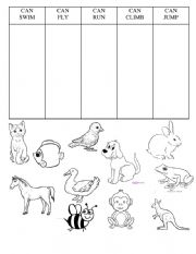 English Worksheet: What can animals do?
