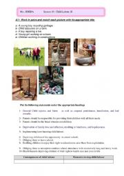 English Worksheet: Lesson 10 Child Labour.Writing.