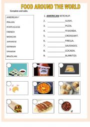 English Worksheet: FOOD AROUND THE WORLD