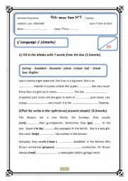 English Worksheet: 7th form test