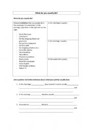 English Worksheet: What do you usually do?