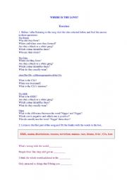 English Worksheet: where is love song