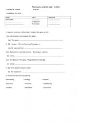 English Worksheet: Astronomy 