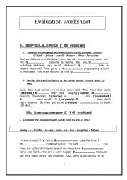 evatuationtest for sevnth graders