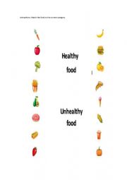 English Worksheet: Healthy and Unhealthy food