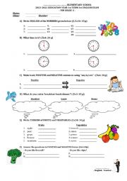 English Worksheet: 6th Grade Exam