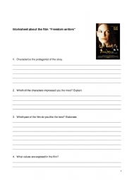 English Worksheet: Freedom Writers-worksheet