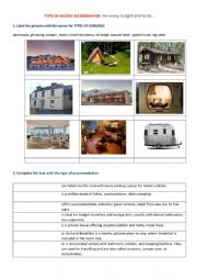 English Worksheet: Types of accommodation