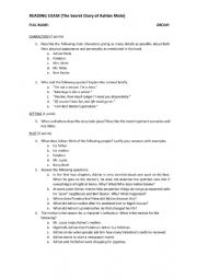 English Worksheet: The Secret Diary of Adrian Mole - Test