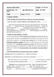 English Worksheet: mid term test1 9th form