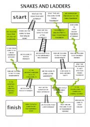 English Worksheet: SNAKES AND LADDERS