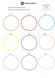 English Worksheet: colour hunt 