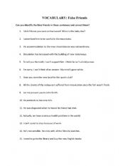 English Worksheet: False Friends B2 - common mistakes B2 students make