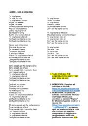 English Worksheet: Human - song by Rag n Bone Man