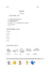 English Worksheet: INITIAL TEST