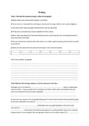 English Worksheet: writing tasks for 9th form