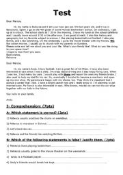 English Worksheet: test for lower intermediate level