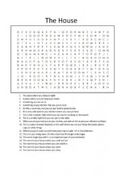Parts of house and furniture/appliances wordsearch