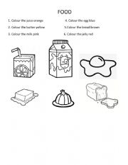 English Worksheet: Food for coloring