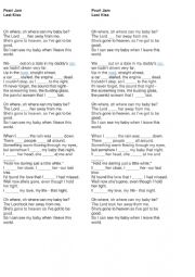 English Worksheet: Pearl Jam - Last Kiss (listen and complete)