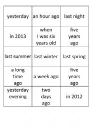 English Worksheet: Past Simple Cards