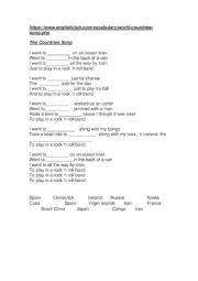 English Worksheet: countries song