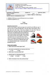 English Worksheet: TRAINS READING ACTIVITY