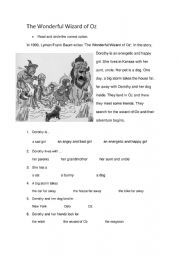 English Worksheet: The Wonderful Wizard of Oz 