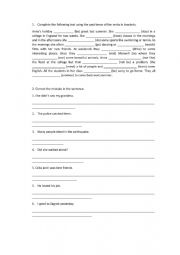 English Worksheet: Past & Prepositions