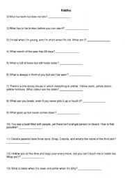 English Worksheet: Riddles