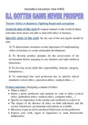 English Worksheet: Unit preparation. ethics in business