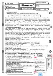 English Worksheet: 8th form English test