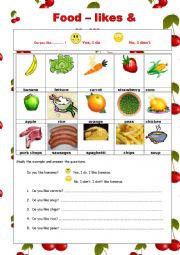 English Worksheet: Food likes and dislikes