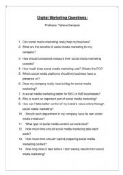 English Worksheet: Digital Marketing Questions